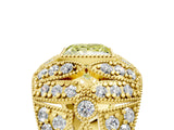 Yellow gold Fancy Yellow Princess Cut Brilliant Halo Pave Diamond Milgrain Ring_5