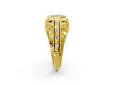 Yellow gold Fancy Yellow Princess Cut Brilliant Milgrain Filigree Diamond Ring with Square Prong Setting_68