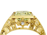 Yellow gold Fancy Yellow Princess Cut Brilliant Milgrain Filigree Diamond Ring with Square Prong Setting_70