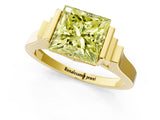 Yellow gold Fancy Yellow Princess Cut Brilliant Solitaire Diamond Ring with Channel Set Band and Bar Prong Setting_1