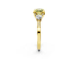 Yellow gold Fancy Yellow Princess Cut Brilliant Three-Stone Diamond Ring with Pavé Band and Four-Prong Setting_5