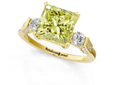 Yellow gold Fancy Yellow Princess Cut Brilliant Three-Stone Pave Band with Four-Prong Setting_1