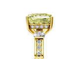 Yellow gold Fancy Yellow Princess Cut Brilliant Three-Stone Pave Band with Four-Prong Setting_5