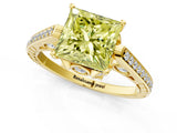 Yellow gold Fancy Yellow Princess  Cut Cathedral Pave Diamond Engagement Ring with Six-Prong Setting_31