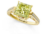 Yellow gold Fancy Yellow Princess  Cut Cathedral Pave Diamond Engagement Ring with Six-Prong Setting_55