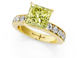 Yellow gold Fancy Yellow Princess  Cut Channel Set Diamond Engagement Ring with Four-Prong Setting_1