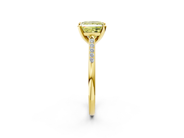 Yellow gold Fancy Yellow Princess  Cut Channel Set Solitaire Engagement Ring with Four-Prong Setting