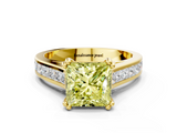 Yellow gold Fancy Yellow Princess  Cut Channel Set Solitaire Engagement Ring with Prong Setting