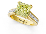 Yellow gold Fancy Yellow Princess  Cut Channel Set Solitaire Engagement Ring with Prong Setting_1