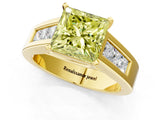 Yellow gold Fancy Yellow Princess Cut Cut Channel Set Solitaire Ring with Four-Prong Setting_1