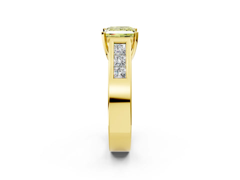 Yellow gold Fancy Yellow Princess Cut Cut Channel Set Solitaire Ring with Four-Prong Setting_2