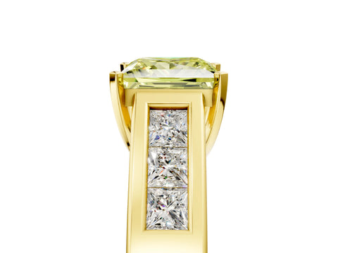 Yellow gold Fancy Yellow Princess Cut Cut Channel Set Solitaire Ring with Four-Prong Setting_5