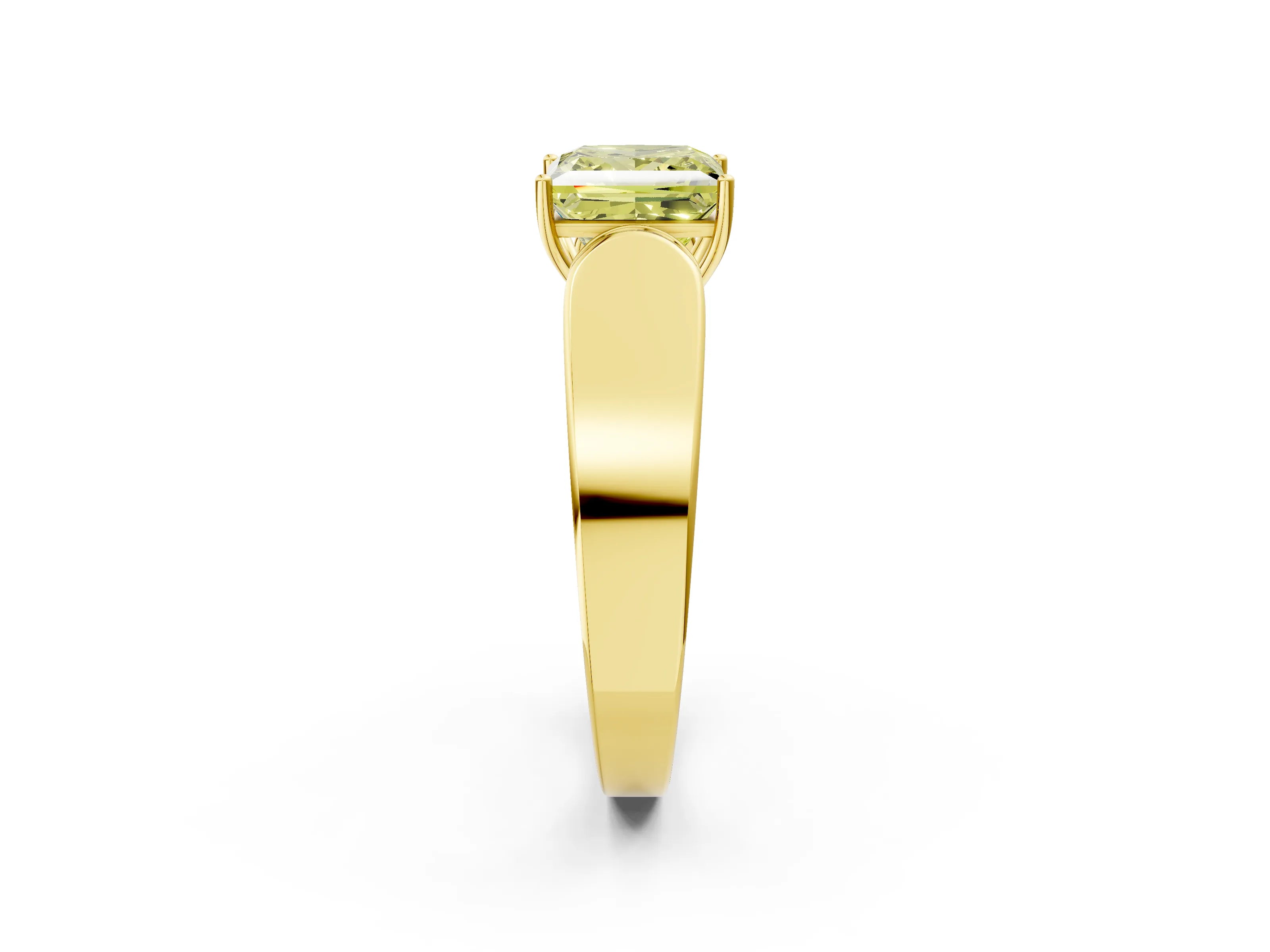 Yellow gold Fancy Yellow Princess Cut Cut Diamond Channel Set Solitaire Ring with Four-Prong Setting_2