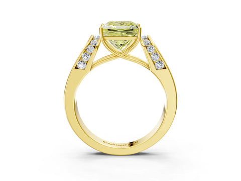 Yellow gold Fancy Yellow Princess Cut Cut Diamond Channel Set Solitaire Ring with Four-Prong Setting_3