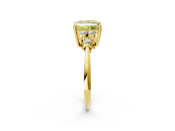 Yellow Gold Princess Cut Cluster Accent Engagement Ring Setting for Fancy Yellow Center