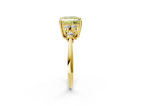 Yellow gold Fancy Yellow Princess Cut Cut Diamond Cluster Ring with Solitaire Band and Four-Prong Setting_14