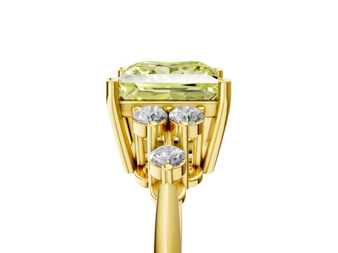 Yellow gold Fancy Yellow Princess Cut Cut Diamond Cluster Ring with Solitaire Band and Four-Prong Setting_17