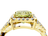 Yellow gold Fancy Yellow Princess Cut Cut Diamond Halo Engagement Ring with Open Split Pavé Band_4