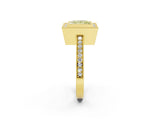Yellow gold Fancy Yellow Princess Cut-Cut Diamond Halo Engagement Ring with Pave Band and Prong Setting_2
