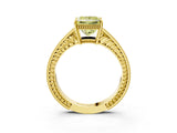 Yellow gold Fancy Yellow Princess Cut Cut Diamond Milgrain Pave Band Four-Prong Setting Ring_6