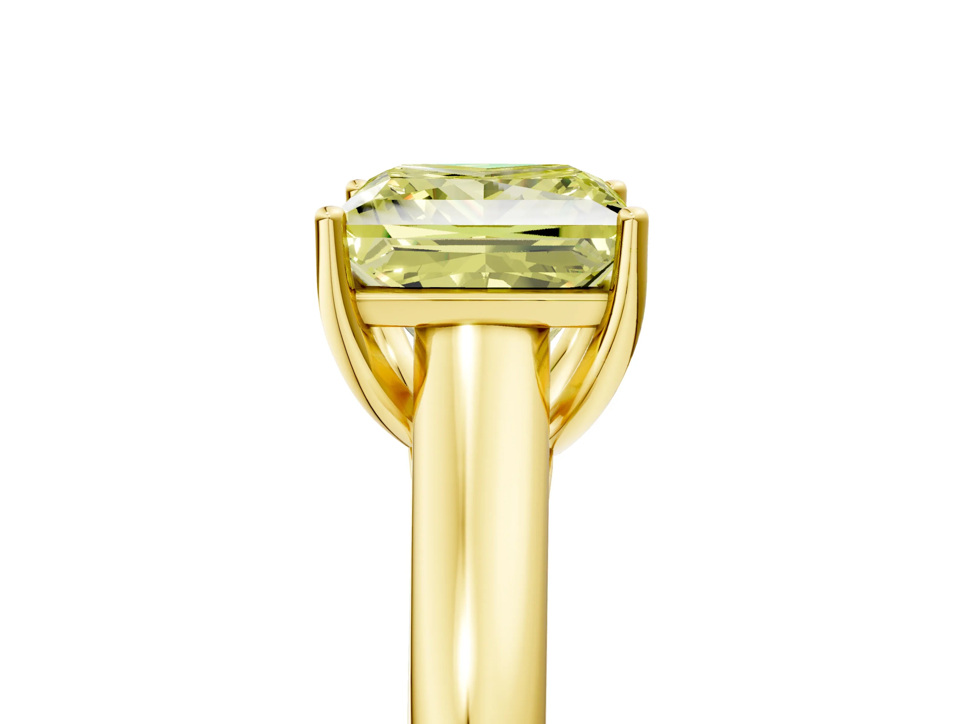Yellow gold Fancy Yellow Princess Cut Cut Diamond Solitaire Engagement Ring with Tapered Plain Band and Four-Prong Setting_5