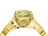 Yellow gold Fancy Yellow Princess Cut Cut Diamond Twisted Band with Milgrain Pave Setting and Four-Prong Setting_4