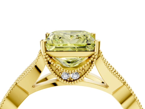 Yellow gold Fancy Yellow Princess Cut Cut Diamond Twisted Band with Milgrain Pave Setting and Four-Prong Setting_4