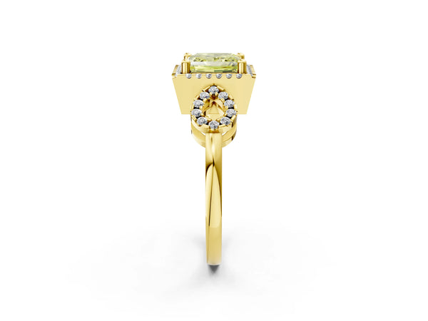 Yellow Gold Princess Cut Pave Infinity Halo Engagement Ring Setting for Fancy Yellow Center