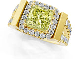 Yellow gold Fancy Yellow Princess Cut Cut Halo Split Shank Prong Set Ring_1
