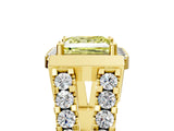 Yellow gold Fancy Yellow Princess Cut Cut Halo Split Shank Prong Set Ring_5