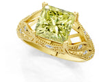 Yellow gold Fancy Yellow Princess Cut Cut Milgrain Pave Diamond Engagement Ring with Four-Prong Setting_16