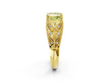 Yellow gold Fancy Yellow Princess Cut Cut Milgrain Pave Diamond Engagement Ring with Four-Prong Setting_17