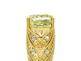 Yellow gold Fancy Yellow Princess Cut Cut Milgrain Pave Diamond Engagement Ring with Four-Prong Setting_20