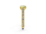 Yellow gold Fancy Yellow Princess Cut Cut Pave Band Milgrain Solitaire Ring_2