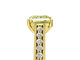 Yellow gold Fancy Yellow Princess Cut Cut Pave Band Milgrain Solitaire Ring_5