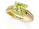 Yellow gold Fancy Yellow Princess Cut Cut Pave Split Shank Engagement Ring with Four-Prong Setting_1