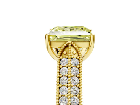 Yellow gold Fancy Yellow Princess Cut Cut Pave Split Shank Engagement Ring with Four-Prong Setting_5