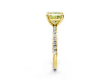 Yellow gold Fancy Yellow Princess Cut Diamond Brilliant Solitaire Ring with Pavé Band and Four-Prong Setting_26