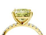 Yellow gold Fancy Yellow Princess Cut Diamond Brilliant Solitaire Ring with Pavé Band and Four-Prong Setting_28