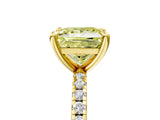 Yellow gold Fancy Yellow Princess Cut Diamond Brilliant Solitaire Ring with Pavé Band and Four-Prong Setting_5