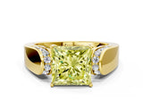 Yellow gold Fancy Yellow Princess Cut Diamond Channel Set Solitaire Ring with Four-Prong Setting_12