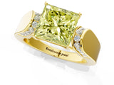 Yellow gold Fancy Yellow Princess Cut Diamond Channel Set Solitaire Ring with Four-Prong Setting_13