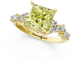 Yellow gold Fancy Yellow Princess Cut Diamond Cluster Pavé Band with Four-Prong Setting_13