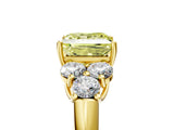 Yellow gold Fancy Yellow Princess  Cut Diamond Cluster Ring with Round Accent Stones and Prong Setting on a Classic Band_33