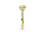 Yellow gold Fancy Yellow Princess Cut Diamond Cluster Side Stone Solitaire Ring with Prong Setting_31