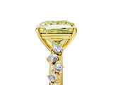 Yellow gold Fancy Yellow Princess Cut Diamond Cluster Side Stone Solitaire Ring with Prong Setting_34