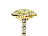 Yellow gold Fancy Yellow Princess Cut Diamond Cushion Halo Ring with Pavé Band_5