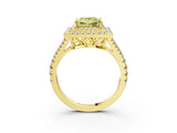 Yellow gold Fancy Yellow Princess Cut Diamond Double Halo Ring with Pavé Band and Prong Setting_20