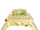 Yellow gold Fancy Yellow Princess Cut Diamond Double Halo Ring with Pavé Band and Prong Setting_21