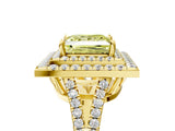 Yellow gold Fancy Yellow Princess Cut Diamond Double Halo Ring with Pavé Band and Prong Setting_22